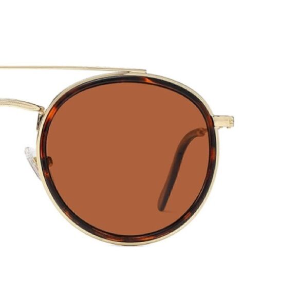 Round Retro Double Bridge Sunglasses